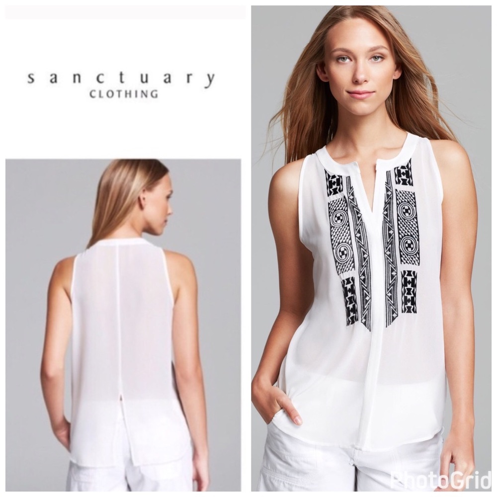 Sanctuary embroidered split tail tank